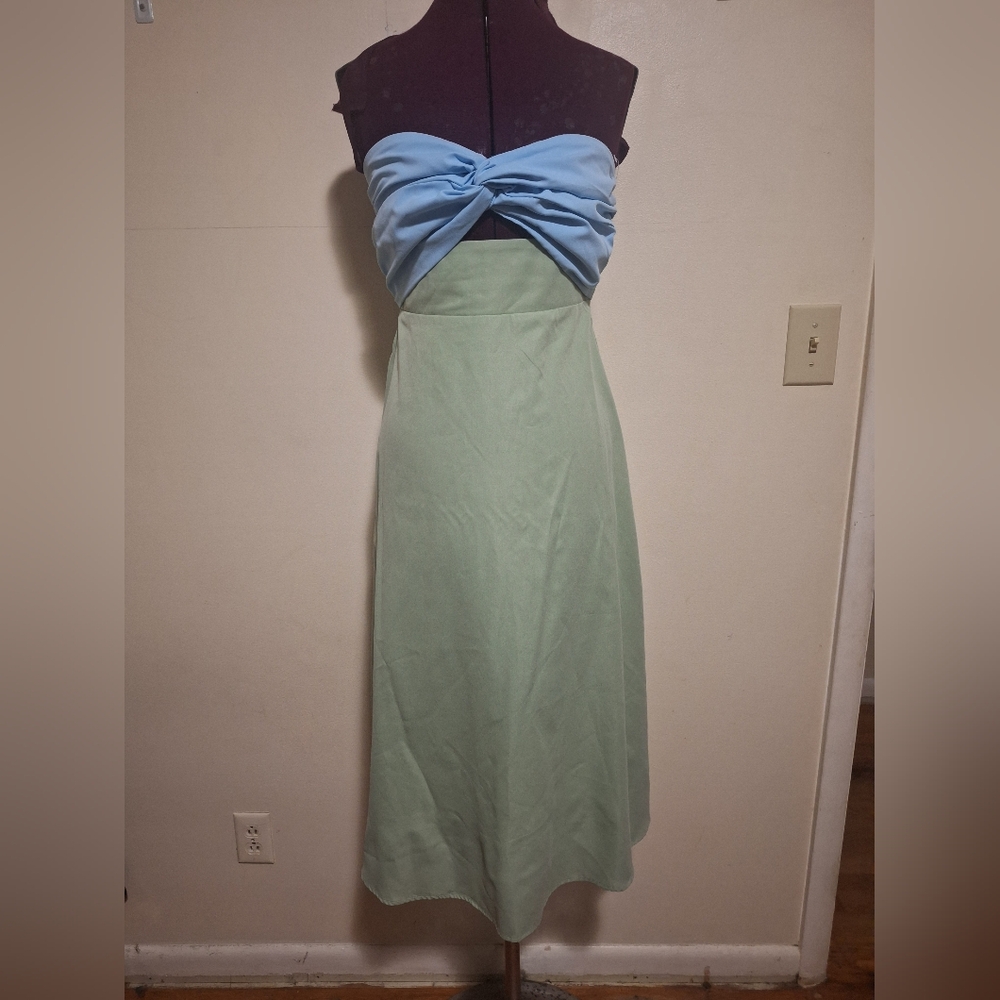 Blue/Green Strapless Sundress No tags